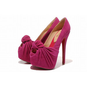 Christian Louboutin 20 Years Lady Gres 160mm Suede Peep Toe Pumps Rose Red