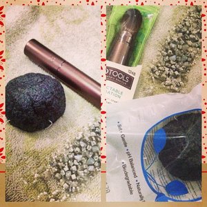 My bamboo #charcoal #konjac sponge and #ecotools retractable foundation (read: concealer) brush, safely delivered by #luxola indonesia. 
#clozetteid #clozettedaily #makeup #cleanser #skincare #makeupbrush #brushes #haul