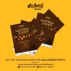 Hello everyone .. this time I collaborate with @dreamers_market will give you 4 free invitations to the Dreamers Market Halloween Party that will held on 31 oct, 6 p.m at Gandaria City.

There will be fun costume party, meet up with fashion bloggers, and travel package for best costume.. You can get the invitation my simply follow me at @jeanmilka,  re-post this picture, mention me and  @dreamers_market. Tell me your idea for the costume that u will wear ... and don't forget to use #DMHalloween and #JeanxDM. Before 26 October 2014. 
#dreamersradio #dreamersmarket #halloween #party #invitation #halloweenparty #clozetteid #beautyblogger #beautyaddict #indonesianblogger #indonesianbeautyblogger #fashionblogger #bloggers #giveawayindo #giveaway #endorsment #endorseindo #costumeparty
