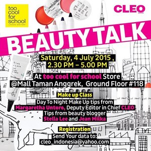 Yuk ikutan ngobrol-ngobrol cantik bersama #TooCoolForSchool @toocool_indonesia, @stellalee92 dan aku di akhir pekan ini. Buat yang mau ikutan, langsung aja email ke cleo_indonesia@yahoo.com yah ^^ can't wait to meet you all 😘😊☺️ #ClozetteId #cleoind #cleo #cleomagezine #JeanMilkaNews #MeetJeanMilka #beautyevent #beautyblogger @beautybloggerid #indonesianbeautyblogger