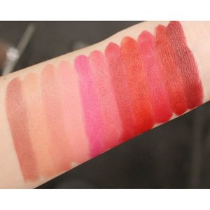 The swatches of all #UrbanLips collection from @beautyboxind . My favorite shade is the first one from the right. It's a deep retro red that looks so flattering, perfect for fall..#clozetteid