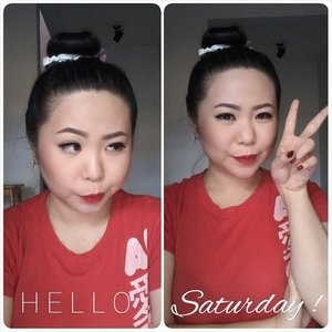 Bonjour Samedi!Owight. On the face:Foundation @esteelauder Powder @makeoverid Lipstick @revlonid Blush + shading @coastalscents Eyeliner @benefitcosmeticsindonesia push up eyeliner *review is coming up*Eyebrow @makeupforeverind Nails @sally_hansen @sallyhansen_idHair tie @lulla_id *review is coming up too!* Lets see how the eyeline stays, todays plan is to go to chinatown with mommy. #clozettedaily #clozetteid #fdbeauty #fdlife #femaledaily #mommiesdaily #vegas_nay #aquabrow #mufe #revlon #nails #coastalscent #makeupforever