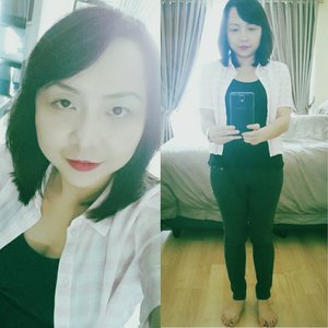 OOTD - black top & jeans with soft pink outer