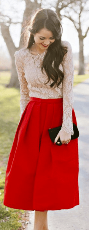 Red Midi + Lace for Christmas