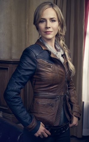 Staring Julie Benz as Amanda Rosewater wearing this “Amanda Rosewater Jacket” in one of the scenes of The action Sci-fi television series called Defiance.