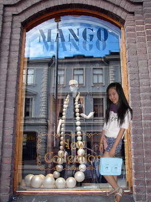 It Girl shirt by Mango, Baby Blue Thong Sandal by Mango 