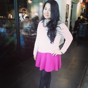 #Skirt #OutfitOfTheDay #ClozetteID #PinkSkirt #Strips
