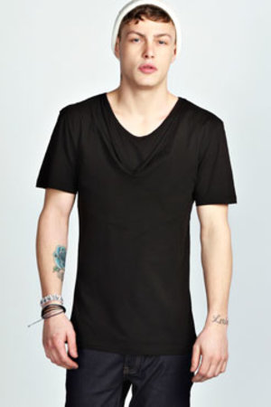 Short Sleeve Double Layer Slouch Neck T Shirt at boohoo.com