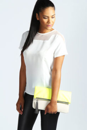 Eden Fitted Blouse With Mesh Panel Neck at boohoo.com