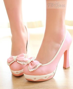 Lovely Pink PU Platform Upper Stiletto Heel Pumps : Tbdress.com