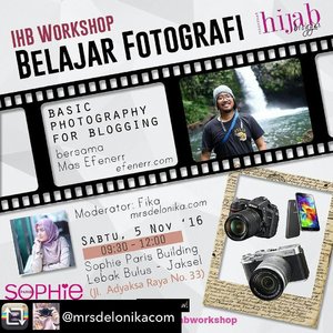 Ready for Workshop Belajar Fotografi bersama @ihblogger dengan moderatornya @mrsdelonika 😘😘 dan mas @efenerr sebagai nara sumbernya. Siap menambah ilmuu..
.
.
.
#ihblogger #ihbevent #clozetteid