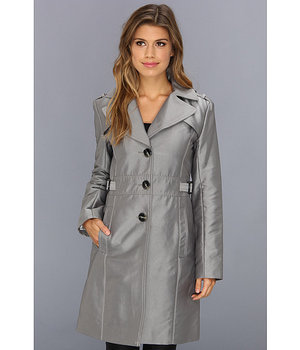 Kenneth Cole New York Button Front Walker Coat Chrome - 6pm.com