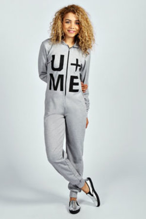 Eviana You And Me Hooded Onesie at boohoo.com