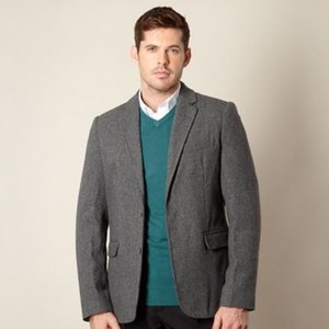 Thomas Nash Big and tall designer grey herringbone wool blend jacket- at Debenhams.com
