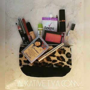 These are beauty items I bring today in my makeup pouch. Gonna write a review of one of them tonight! Thanks to @kawaiibeautyjapan for the lovely pouch (I got this on KBJ gathering in May). #makeuppouch #cosmetics #weekends #beautyproducts #lipstick #justmisscosmetics #lagirlcosmetics #zacosmetics #silkygirllipliner #revloncolorstay #inezcosmetics #eyeliner #blushon #maybellinenewyork #blottingpaper #talkativetya #IndonesianBeautyBlogger #beautybloggerindonesia #ClozetteID #BblogID #bbloggers #IBB