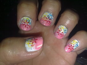 Gradation nail stamps accidentally gorgeous...just like batik i think :D