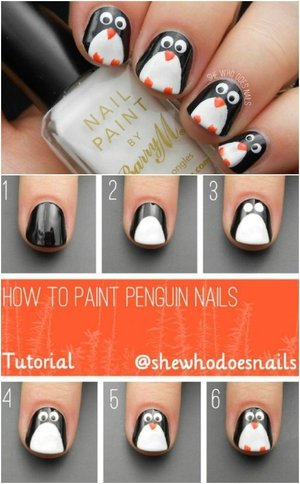 how to paint penguin nails