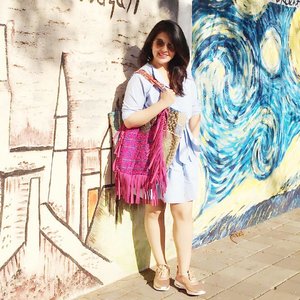 Shirt Dress + My boho handbag #mumbaidiaries #streetstyleindia #streetart
