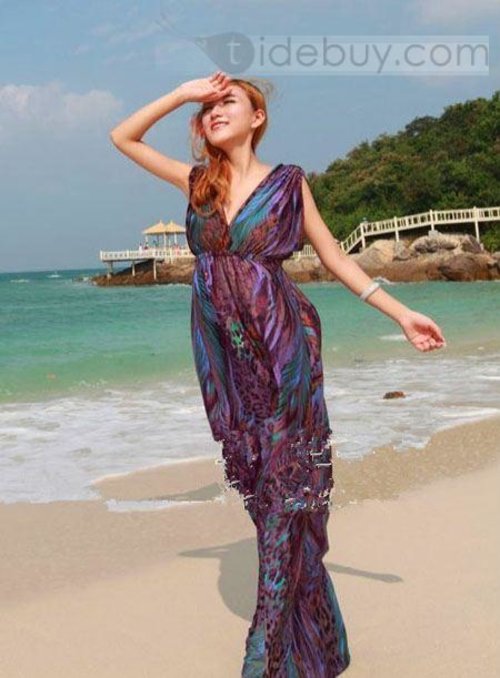 Exquisite Maxi Sleeveless Empire Waist Beach Dress : Tidebuy.com