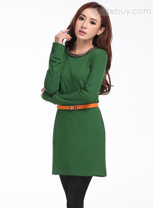 Graceful Korean Style Slim Long Sleeve Sweater Dresses : Tidebuy.com