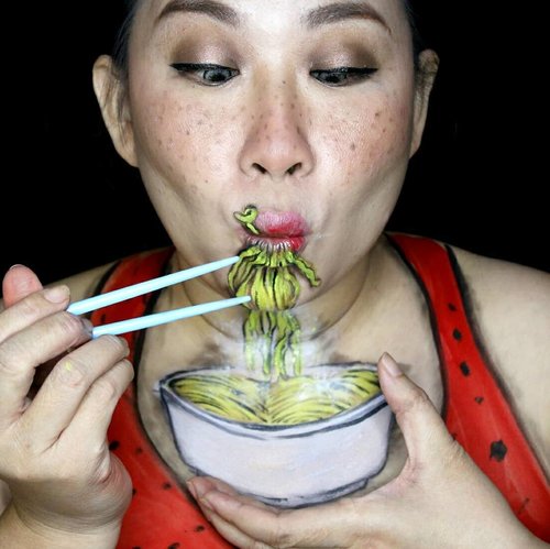 Re-share "Makan Bakmi" Body Painting - becoz i have no painting to share 😆.So gals, there's still plenty time to vote for me at nyxfaceawards.nyxcosmetics.co.id #faceawardsindonesia #nyxfaceawards - vote me so I can continue to next step - Top 15. You can find "how to vote" on my highlight story. And thankyou a bunch for anyone whose give their vote to me 😘..---------------------------.Gals, masi ada waktu nih buat voting. Cuzz voting gw supaya gw bisa masuk ke top 15. Bantu share juga siapa tau ada yg tertarik nge-vote (gw) juga 😆 ..#faceawards2018 #nyxcosmeticsid #nyxcosmetics #illusionmakeup #opticalillusion #mimles #tampilcantik #bunnyneedsmakeup #indobeautygram #fdbeauty #clozetteid #facepainting #jasafacepainting #facepaintingjakarta #facepainters #voteforme #artistsoninstagram #feature_my_stuff #crazymakeups #pain #brian_champagne #wakeupandmakeup #