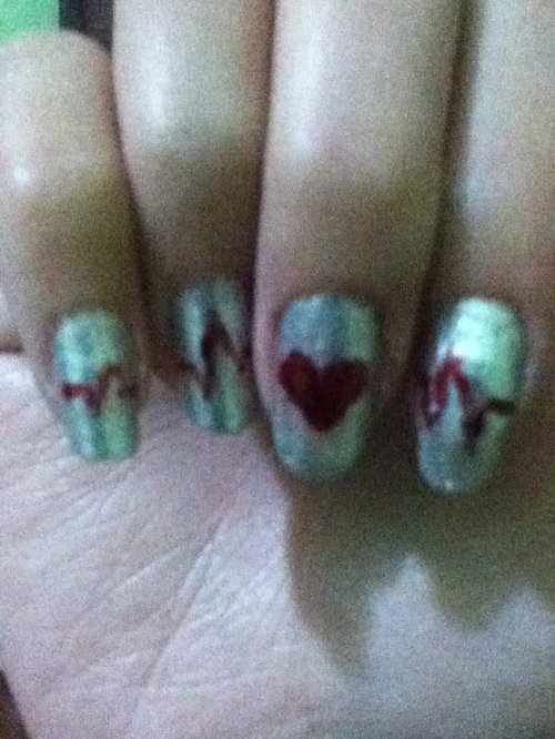 Listen to my heartbeat ,baby . Nail art by me :) and for me