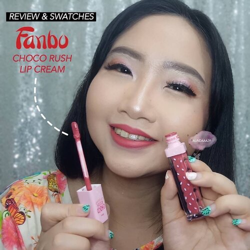 ~ #MiniReviewbyAlinda ..Happy National Lipstick Days!!!! and I celebrate it with new lipcream series of @fanbocosmetics 💋💋 .Kalian udah tahu belum kalau @fanbocosmetics itu baru aja launching lip cream trbaru dengan varian wrna yang ada hint wrna chocolate gitu 😊 Langsung aja yuk kita review! ..Collaboration post with @beautysociety.id x @fanbocosmetics ..#MiniReviewbyAlinda ..Fanbo Choco Rush Lip Cream💖 01 It's Amberday💗 02 Rouge in Minute💝 03 Honey Month💟 04 Scarlet Week💓 05 During Sepia Hour .Overall, aku suka sama semua warnanya karena ga ada wrna gonjreng. But, i love shade number 03 Honey Month 💘 Choco Rush Lip Cream memberikan hasil akhir matte finish dengan tekstur yang ringan dan cocok dipakai sehari2, serta memiliki pigmentasi warna yang bagus banget, ditambah ketahanannya juga best sih! 👍💟 ditmbah lagi hrganya bersahabat guys, cuma IDR 51.000,- aja loh! ..Buat kalian yg penasaran sama wrna2nya, langsung swipe 👉 for more pict 'bout swatches this Fanbo Choco Rush Lip Cream. Aku  bikin swatches di tangan sama bibir juga nih ❤ ..#AForAlinda #alindaaa29 #alinda #alindaaa #Clozetteid #rezekigakketuker #jalani_nikmati_syukuri #fanbochocolipcream #fanbocosmetics #fanbocosmeticsxbeautysocietyID #beautysocietycollabreview