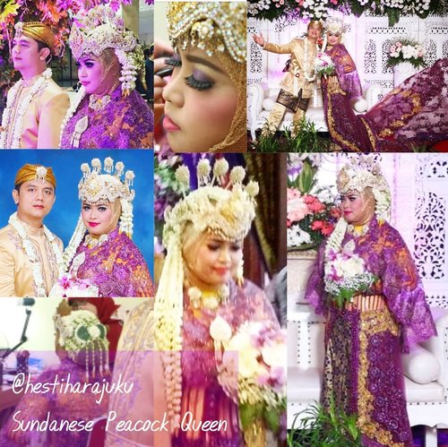 Throwback 18❤11❤17 ---- #HestiHarajuku #WeddingGown :#Sundanese #hijab " The #PeacockQueen " #PurplexGold------#muslimbride#clozetteid #hootd#wedding#IndonesianBride