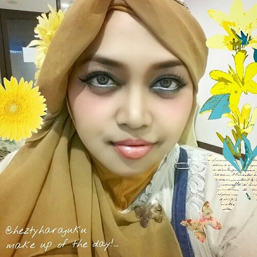 JUNE 1st, 2015 ----- #heztyharajuku / #HestiSensei #OOTD #hotd #fashion #style #clozetteid #clozette #casual #spring / #summer #kawaiistyle #modestfashion #coveredstyle #scarf #headscarf #denim #overall 🌹🌻🌼🌻 I love this #amberglow lipstick by @zoyalovers !... the #whiteeyeliner by @wardahbeauty ... and #freshcoral #cheekyglow #BlushOn by @Maybelline 😗😙💄👄💋 #lecturer #dosen #teachingoutfit #sunflower #golden #morikei #morigirl