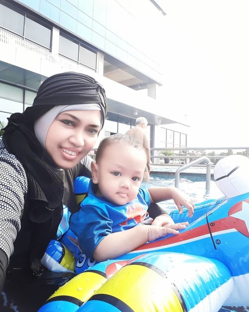 Dec 15th, 2019--- For you, I always wanna be #strong and health, #Son... you are #ThebestgiftfromAllah . . #Mommy will take care of you... thank you for teaching me how to feel #grateful everyday... Alhamdulillah... ----#clozetteid#kawaiiMommyandSon #nhkkawaii#burkini #swimmingpool #babyswimming