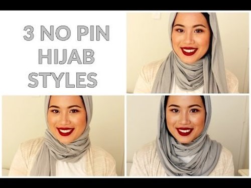Hijab Tutorial ~ 3 "No Pin" Hijab Styles - YouTube