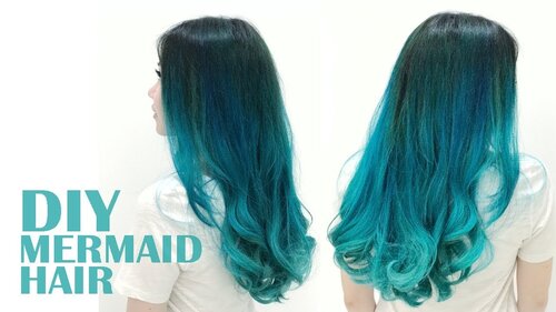 DIY Blue & Turquoise Mermaid Hair - Cat Rambut Sendiri Dirumah (Bahasa Indonesia) - YouTube