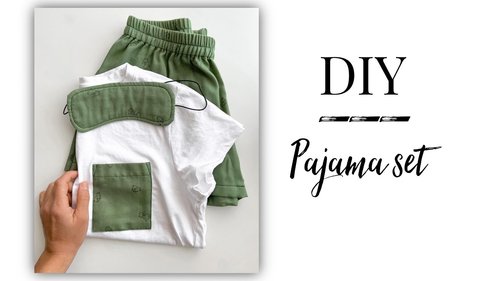 DIY Pajama Set / Super Easy Pajama Set No Overlock + Sleeping Mask - YouTube