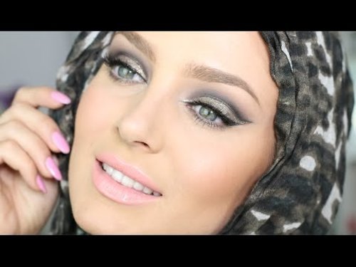 Glam Metallic Hijab Makeup with TRIPLE Winged Liner! - YouTube