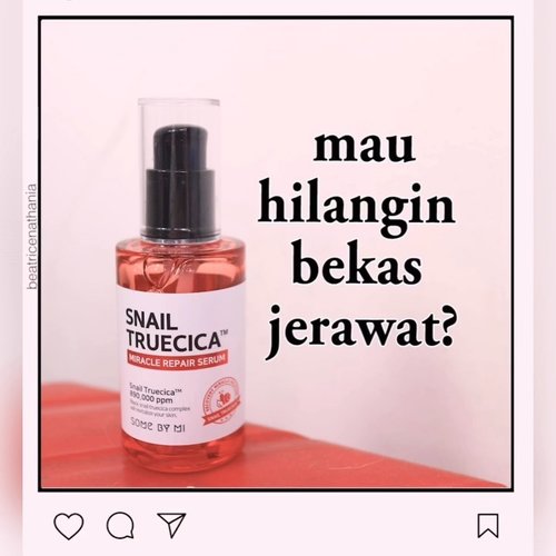 SUSAH HILANGIN BEKAS JERAWAT? yuk pake @somebymi snail trucica serum!🐌❤️.i used to deal with acne scars in elementary school so i know how hard and stressful it is to fix it but lately my skin is quite clear. i tried this serum for 30 days in hope that it may help more for my hyperpigmentation (the black scar on my cheek). .IMPORTANT NOTE: you need to keep in mind on how long your skin problems (acne scars, hyperpigmentation, etc) has been on your face before you complain a certain product didn’t work. because you need to be patient with skincare (ANY SKINCARE) and you need to TRUST THE PROCESS. you cannot ask 2 weeks to solve a 10 years problem, that’s why you need to start using skincare as soon as possible✨.the review: after using it for awhile i really love how they absorbs really fast and doesn’t leave a sticky feeling, it clears my skin (everytime a small acne shows up it clears faster), and my skin feels more hydrated and plump (bouncy). i don’t see a big difference on my hyperpigmentation because the serum wasn’t made for that at the first place and it has been on my face since 10 years ago so if i want to fix it of course it will need more than a month. .this serum will be great for people with a lot of acne scars on their face, even the ones that made “holes” in their face because @somebymi has a real video review about it and some of my friends (even guy friends) use this and it helps! so if you’re wondering how to fix acne scars, @somebymi snail trucica serum miracle repair serum is your answer..#somebymi #snailtruecicamiraclerepairserum #honestreview-Music: SolitudeMusician: @byrook1e...............#ootd #work #party #casual #outfitoftheday #giveaway #indonesia #beatricenathania #makeup #indobeautygram #clozetteid @clozetteid @indobeautygram #tasyashoutoutfarasya @tasyafarasya #dwiendahpusparini @dwiendahpusparini #sbyglamsquad @sbyglamsquad @janineintansari @cindercella #janineintansari #cindercella #beauty #selfie #makeup #skincare #nails #hair #fragrance