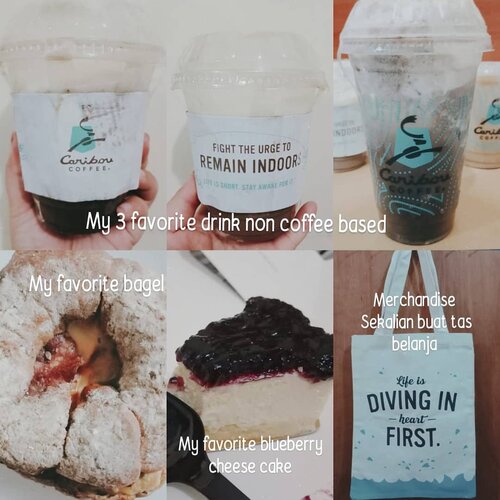 Jajanan Tasya. Pokonya, tiada hari tanpa jajan 😅 . These are from one of my favorite coffee shop yang bakal close for good 😶. Inget bgt dulu pernah kerja deket salah satu cabang Caribou dan hampir tiap hari beli kopi disitu. So sad bakal close padahal dessert sm bagelnya enak2 bgt. Minuman chocolate nya juga enakk 🙁. Jadilah kemaren order through Go Food for the last time. Skalian beli merchandise buat kenang2an hahahaha. 
In frame : 
1. Frozen hot chocolate size M
2. Dark chocolate raspberry truffle mocca cooler 
3. Beef bac and egg bagel
4. Blueberry Cheesecake 
5. Tote bag
6. Iced java brulee latte (not in frame)

#Clozetteid #foodie #foodstagram #foodgawker  #kulinerjakarta  #foodporn #foodstagram  #foodgasm #mouthgasm  #food52 #foodtruck #foodpic #jktgo #manualjkt #jakartafoodbang #jktfoodbang  #jktfood  #tasyaeats #foodphotography  #coffeeshop #coffee #dessert #chocolate #chocolatedrink #cafe  #foodporn #foodgasm #mouthgasm