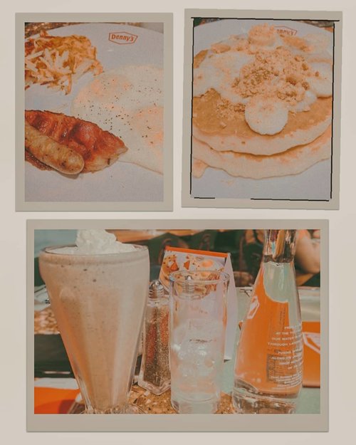 Got a chance to visit and try @dennys_id yesterday afternoon at the meeting with lovely @lemonade.diy team, before my flu + fever combo got worst and i have to visit the doctor because I'm afraid i would fainted if i don't 😷😂 #plottwist #Clozetteid #americanbreakfast #bananapancakes #oreomilkshake #eggfast #eggslut