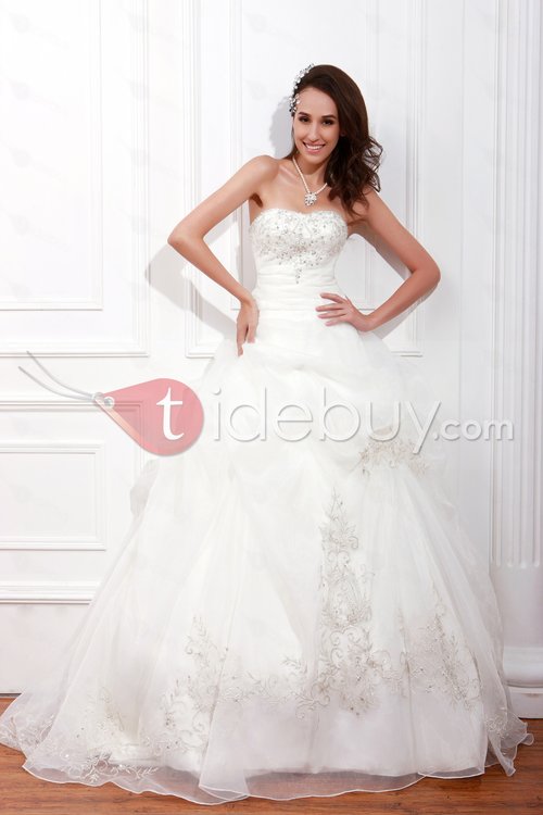 Elegant A-Line Sweetheart Sleeveless Beading Embroidery Renata's Wedding Dress : Tidebuy.com