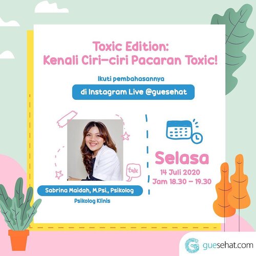 Dalam menjalin relasi apalagi pacaran sering kali kita suka gak sadar ternyata hubungan yang dijalanin gak sehat. Nah besok malam aku akan live bareng @guesehat membahas mengenai toxic relationship dalam berpacaran! Stay tune guys🥰❤️ #guesehat #psikolog #psikologjakarta #psychology #psychologist #clozetteid