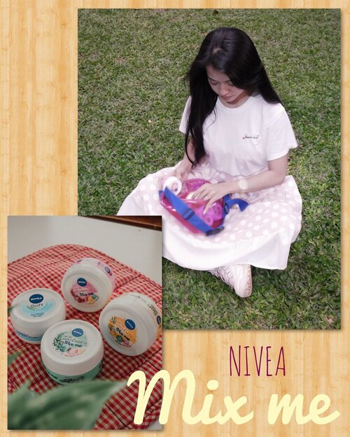 Udah tau belom ada produk NIVEA Mix Me? Produk krim lembut yang bisa dipakai ke seluruh tubuh mulai dari wajah, tangan, kaki, badan, semuanya. Praktis kan? Nah, di NIVEA Mix Me ini ada 4 varian:-Soft Original-Soft Mix Me Pink-Soft Mix Me Green-Soft Mix Me YellowCuma beda di aroma aja kok, semuanya punya manfaat yang sama! Bisa banget dipakai buat jenis kulit apapun khususnya kalo kamu cenderung kering, produk ini bisa menghidrasi dan melembapkan kulitmu kembali.Tag dan mention @nivea_id @clozetteid#MixMeTroops #TapTapSwipe #NiveaMixmeXClozetteID #ClozetteID