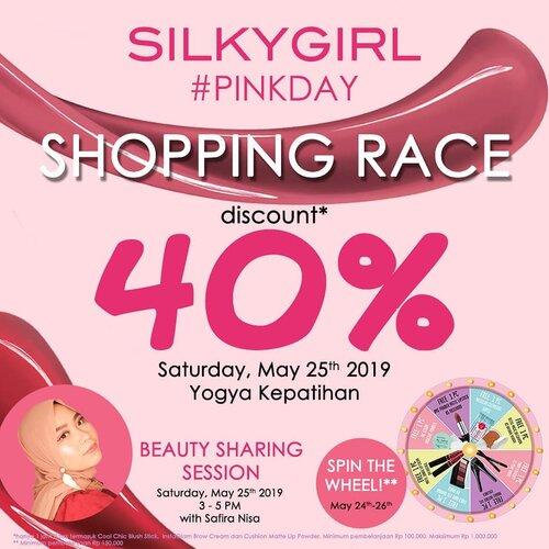 Hari Sabtu kemana gengs? 😆🍑Yuk ketemuan di counternya @silkygirl_id Yogya Kepatihan! Bakal ada rush hour diskon 40% produknya Silky girl, dan kalau beruntung nanti makeup kamu bisa di-touch up sama aku loh 🤗FYI, dari tanggal 24 sampai 26 nanti kamu juga bisa dapat hadiah kalau belanja di Silkygirl senilai Rp150.000 💃Jadi gak sabar ingin cepet-cepet Sabtu 😍..#clozetteid #silkygirl #bandungbeautyblogger #tribepost #diskonsilkygirl #diskonbandung #beautysharing #flashsale #rushhour #spinthewheel