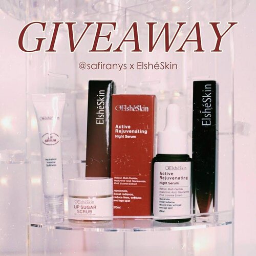 💖 GIVEAWAY 💖⁣
Safiranys x ElsheSkin worth Rp510.000 ✨⁣
⁣
Untuk 2 pemenang: ⁣
Pemenang 1: ElshéSkin Active Rejuvenating Night Serum + ElshéSkin Lip Serum⁣
Pemanang 2: ElshéSkin Intense Gloss Matte I Rose You + ElshéSkin Lip Sugar Scrub⁣
⁣
🌹HOW TO JOIN:⁣
1. Follow blog www.safiranys.com pakai akun google kamu⁣
2. Follow instagram @safiranys dan @elsheskin⁣
3. Follow twitter @safiranys dan @elsheskin⁣
4. Subscribe YouTube Safira Nys⁣
5. Kalau sudah semua, jangan lupa isi Google Form yang ada di bioku~ ⁣
6. Share postingan ini ke instastory kamu💞⁣
⁣
Aku tunggu sampai tanggal 28 Agustus ya 💞⁣
Good luck!⁣
⁣
#giveaway #giveawayskincare #elshesquad #clozetteid #skincare #giveawaylipstick #giveawayelsheskin #giveawayindonesia #skincareaddict #giveawayserum #retinolserum