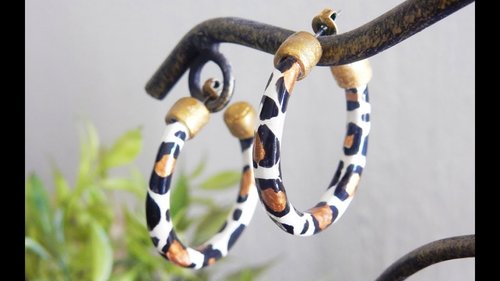 DIY Leopard Hoop Clay Earrings - YouTube