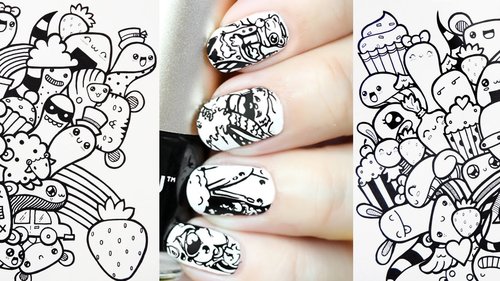 Easy Nail Art For Beginners | Doodle Nails stamping MoYou London - YouTube