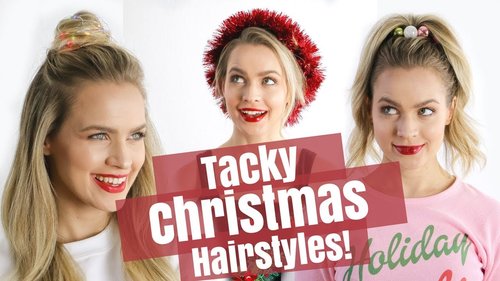 Easy Tacky Christmas Hairstyles Tutorial - KayleyMelissa - YouTube