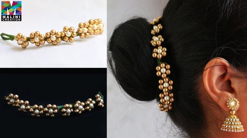 Pearls hair accessory / quick easy hair accessories/ Diy hair brooch #Malinicreation - YouTube