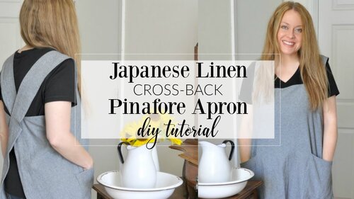 Japanese Linen Cross-Back Pinafore Apron Pattern Tutorial - YouTube