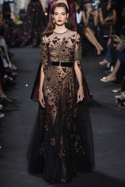 Hearts embroidery gown from Ellie Saab Fall 2016 Couture