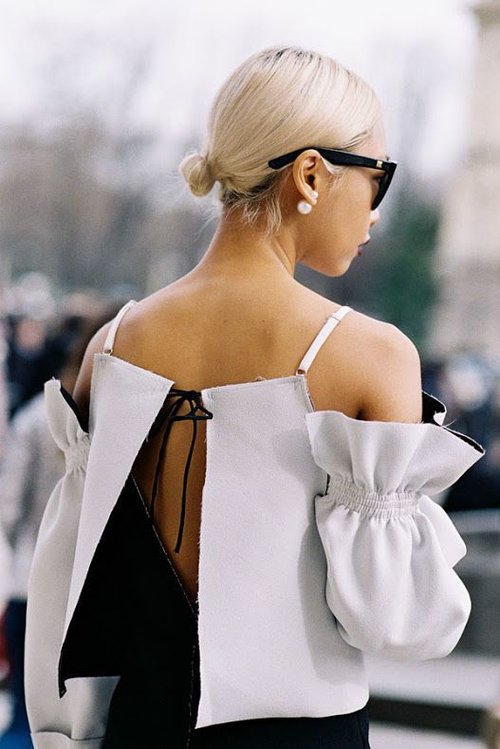 Unique open shoulder top from Paris Fashion Week AW 2015