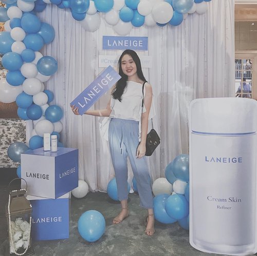 Laneige (@laneigeid) Cream Skin Refiner Launching with ClozetteID (@clozetteid) 🎉 Really excited to try the product, the cream skin refiner is cream dissolved into toner and contains white leaf tea water that is rich in amino acid (even richer than green tea) that’s good for your skin 🥰 #ClozetteIDxLaneige #LaneigeIndonesia #CreamSkinRefiner #clozetteID // 📸: @justephanielee 💖
